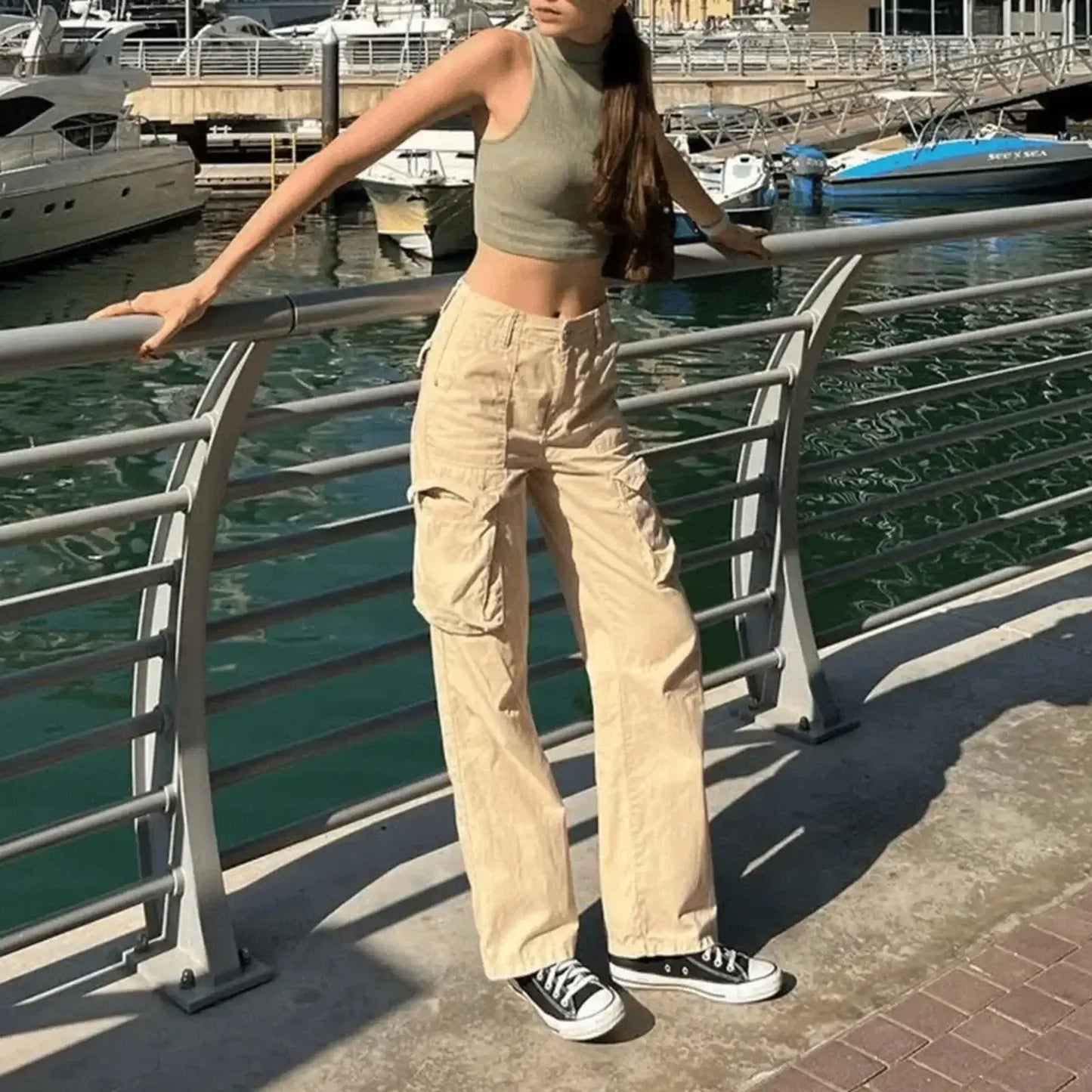Adjustable High Waste Cargos - 50% OFF!