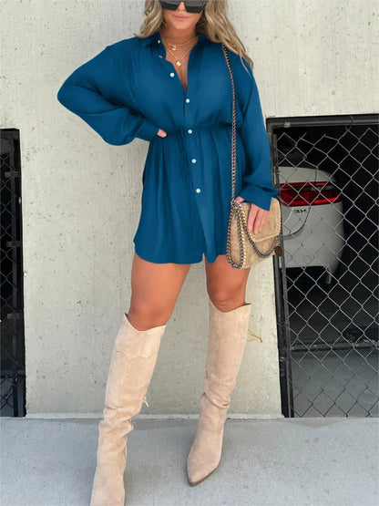 Satin Night Long Sleeve Romper - 45% OFF