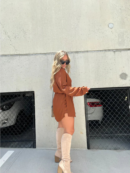 Satin Night Long Sleeve Romper - 45% OFF